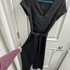 Massimo Dutti Black lined jumpsuit with waist tie